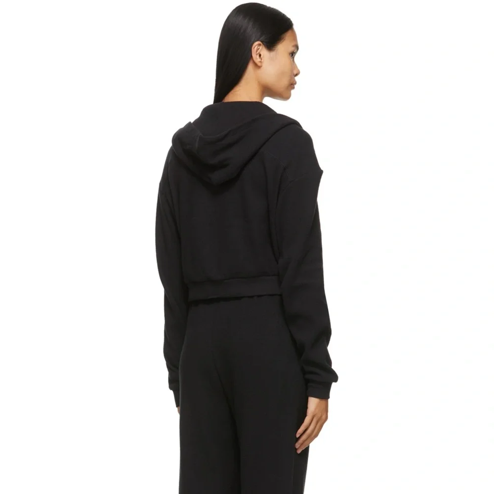 SOLD - NWOT Skims Black Waffle Knit Zip Up Hoodie Sz S - Picture 3 of 16